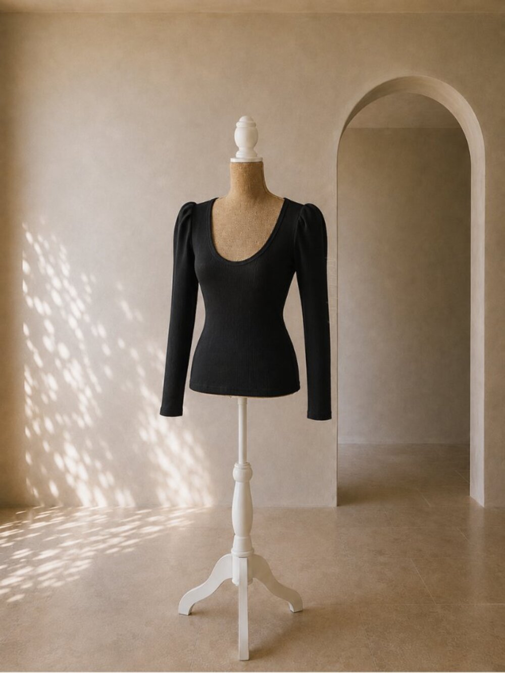 Free People Hey Lady Black Ribbed Puff Sleeve Top Intimately XS